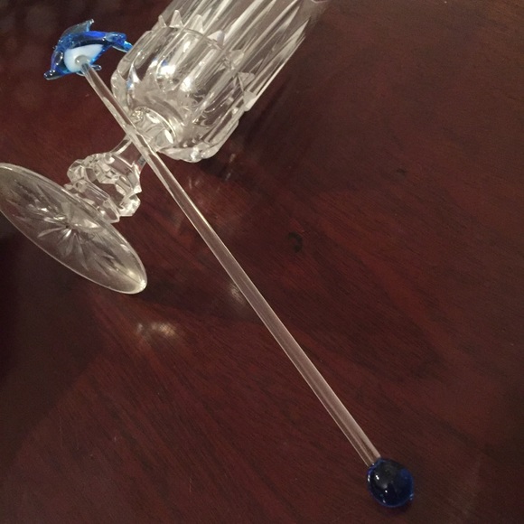 Hand Blown Glass Dolphin Cocktail Stir Stick - Picture 4 of 4